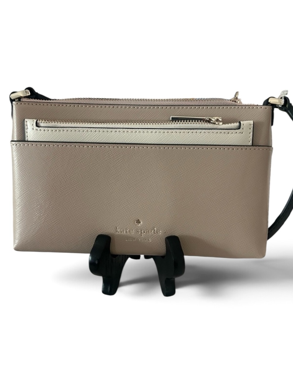 NWOT Kate Spade "Sadie" Warm Beige Colorblock Saffiano Leather Crossbody & Pouch